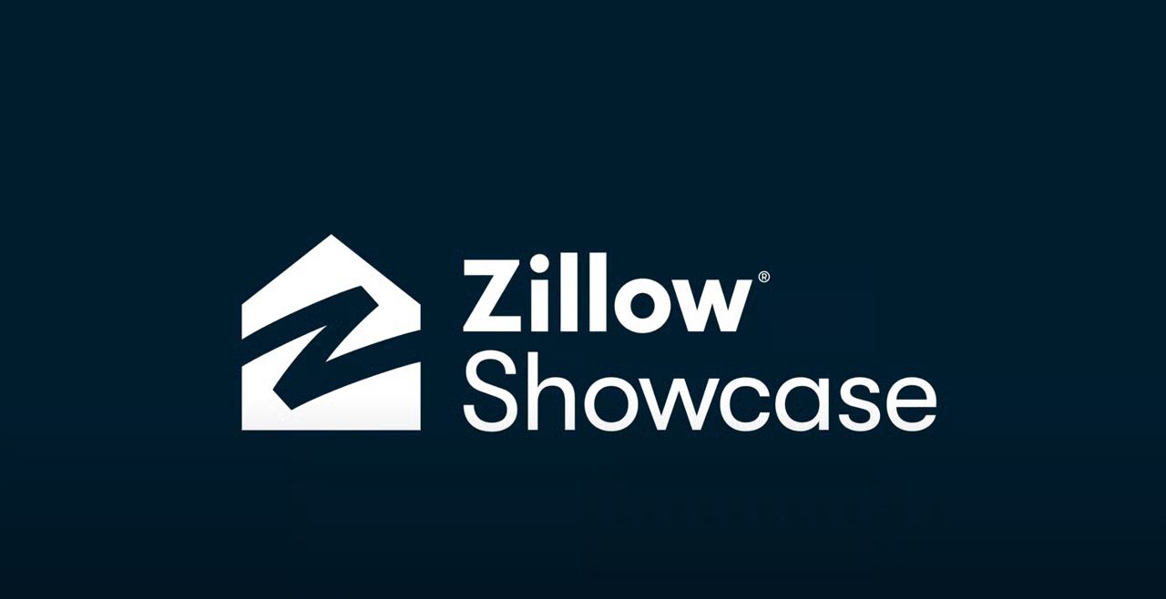Zillow Showcase logo displayed in white text on a dark navy background with house icon.