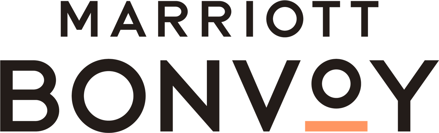 Marriott Bonvoy loyalty program logo featuring bold black typography with an orange accent underline on white background.