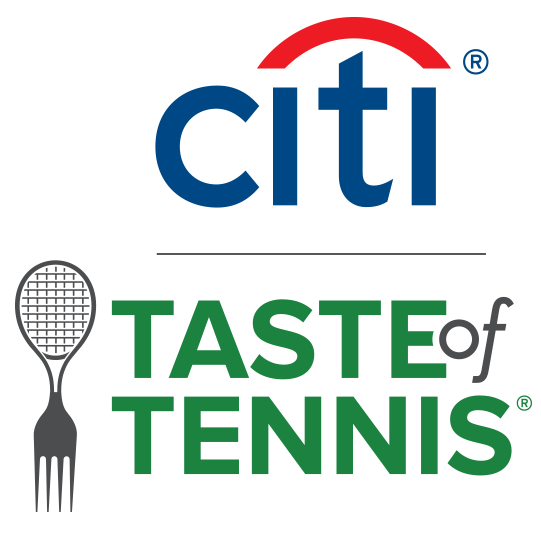 Collection of tennis tournament sponsor logos including Citi and Taste of Tennis arranged in a horizontal layout.