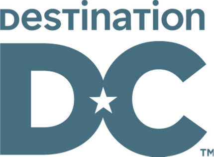 The Destination DC tourism logo in blue text with stars and a stylized design.