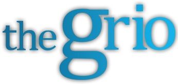 A blue and white logo design with stylized text fragments against a white background.