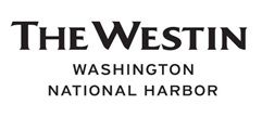 Black and white logo for The Westin Washington National Harbor hotel with text in elegant typography.