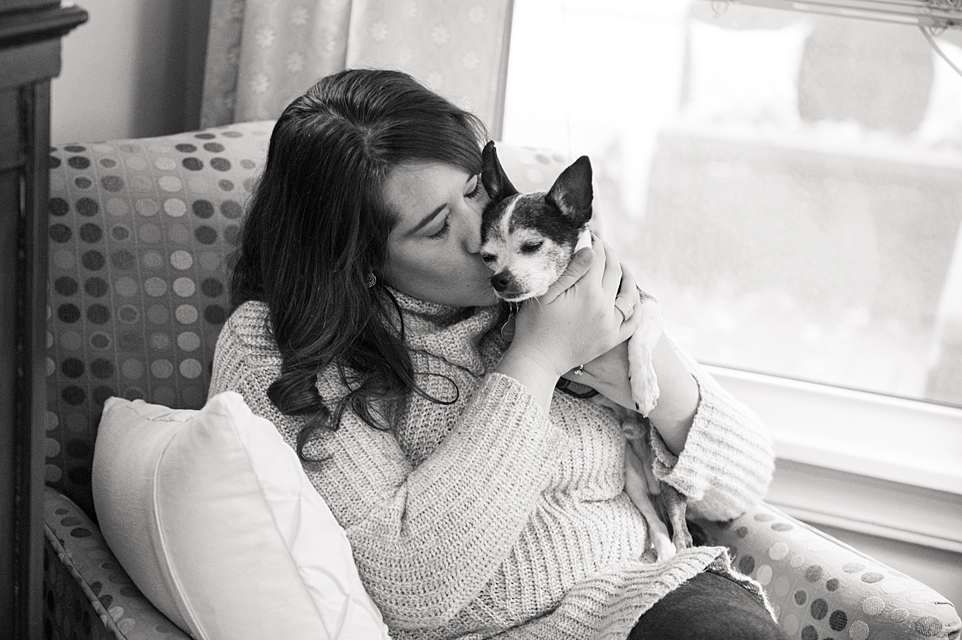 Black and white romantic wedding photos showing intimate moments between newlyweds indoors.