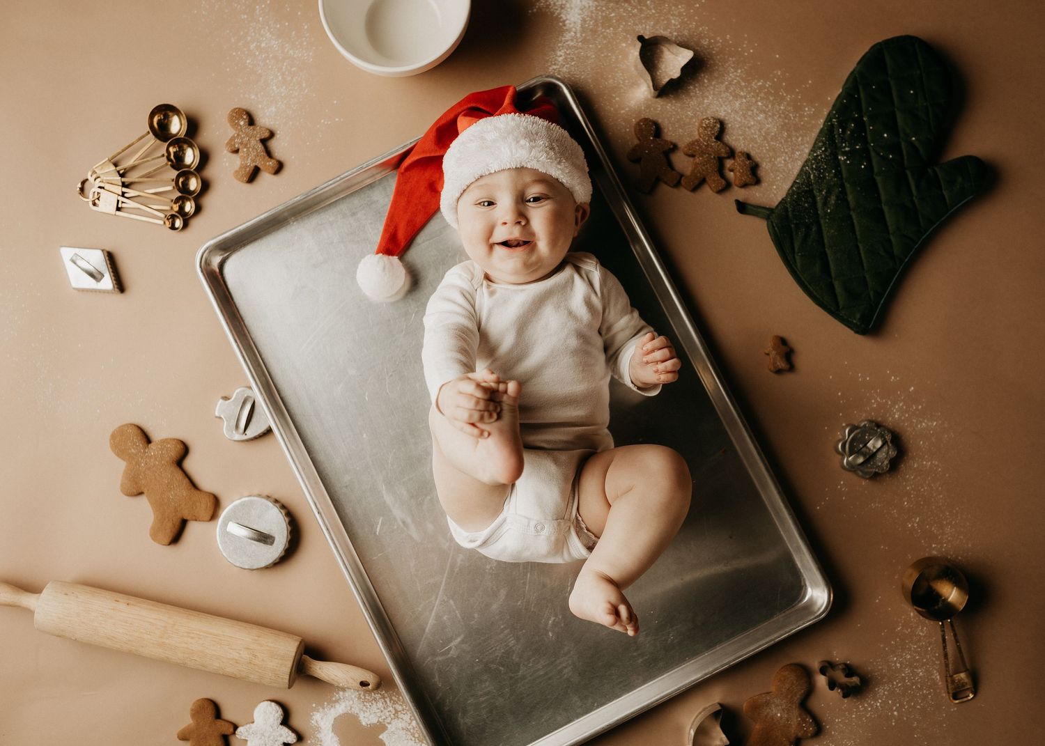 studio image taken at the clark county studio in south dakota of a little boy and baking supplies