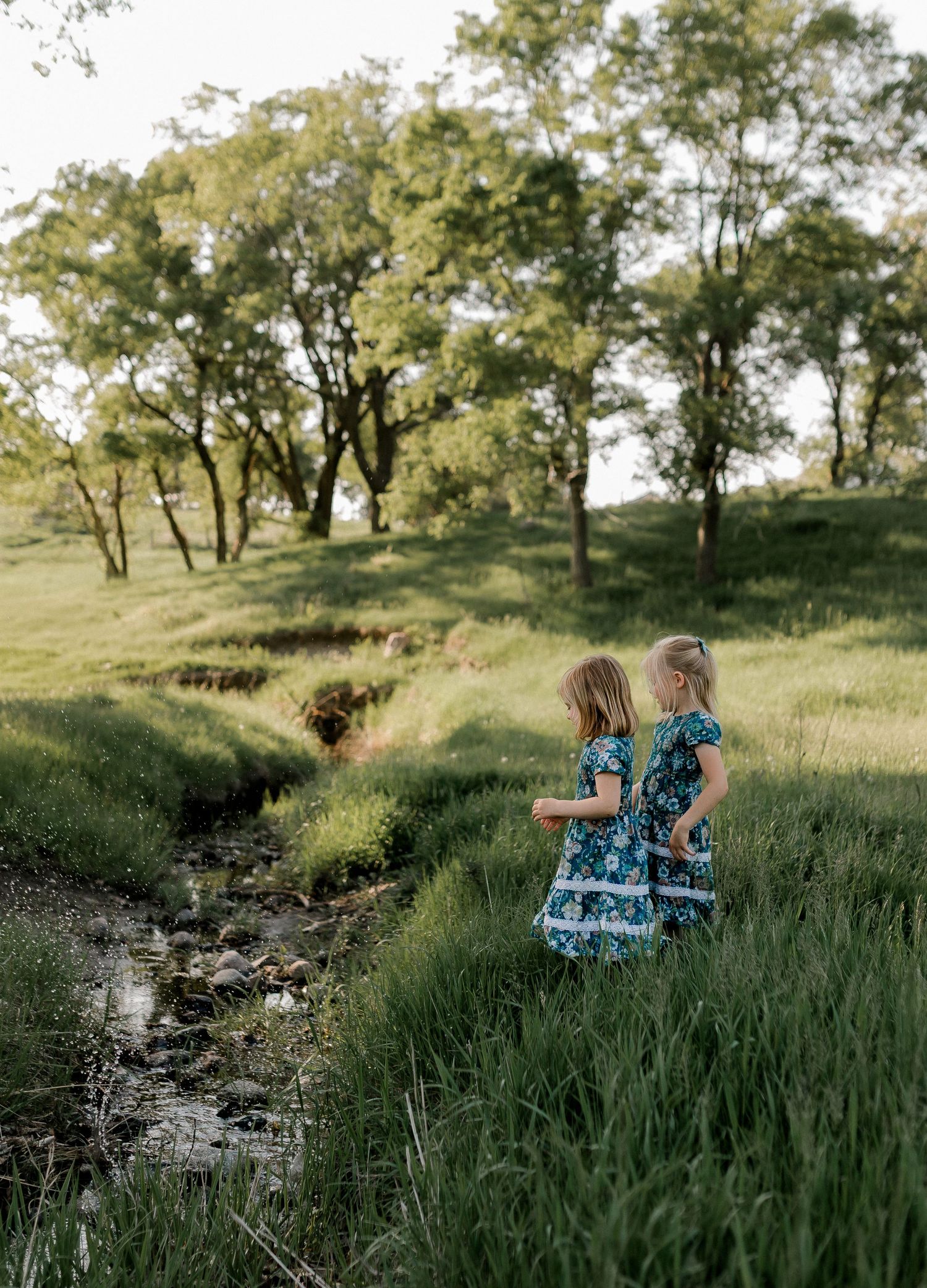 Candid family portrait with natural light and movement