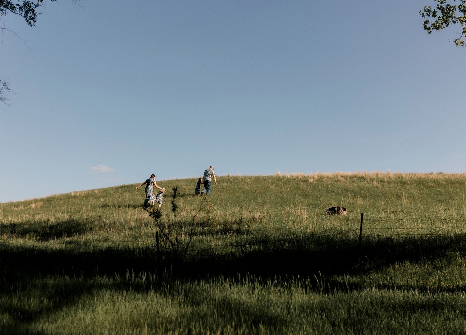 Candid family portrait with natural light and movement