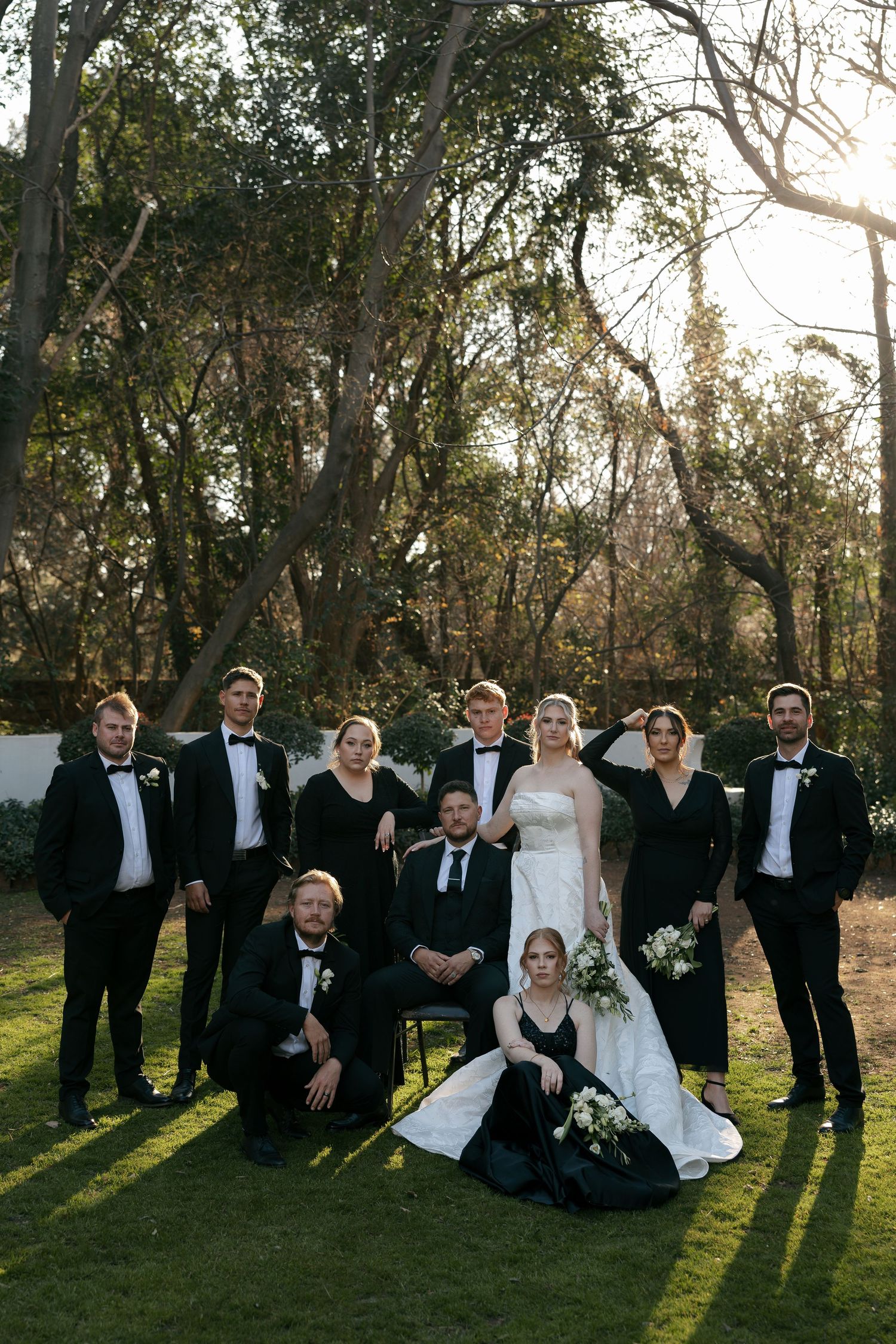 bridal party posed