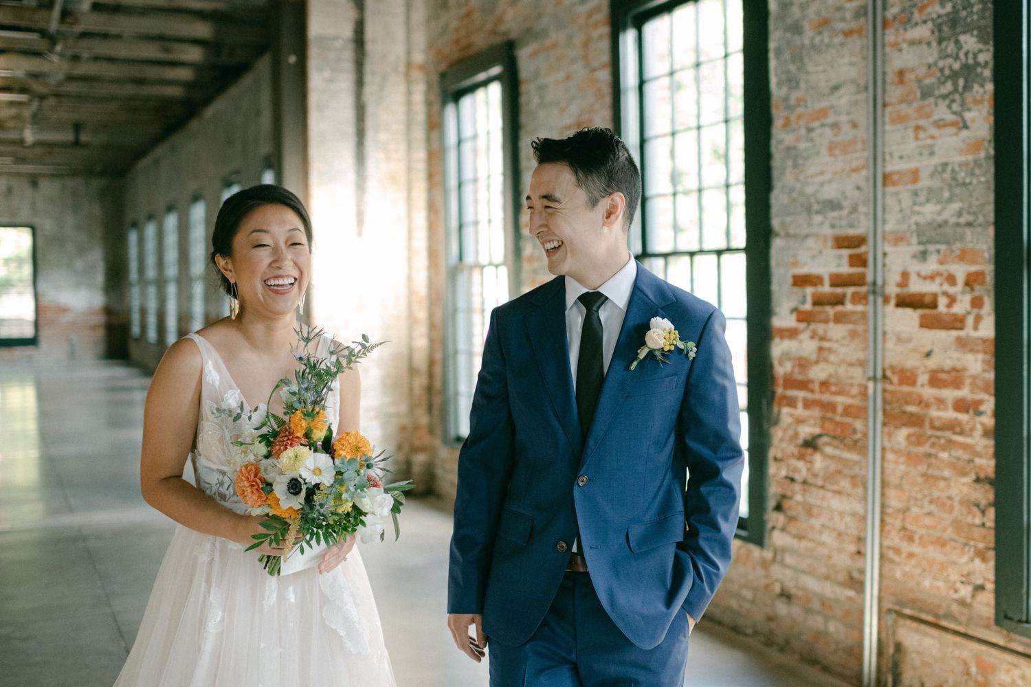 bride smiles excitedly