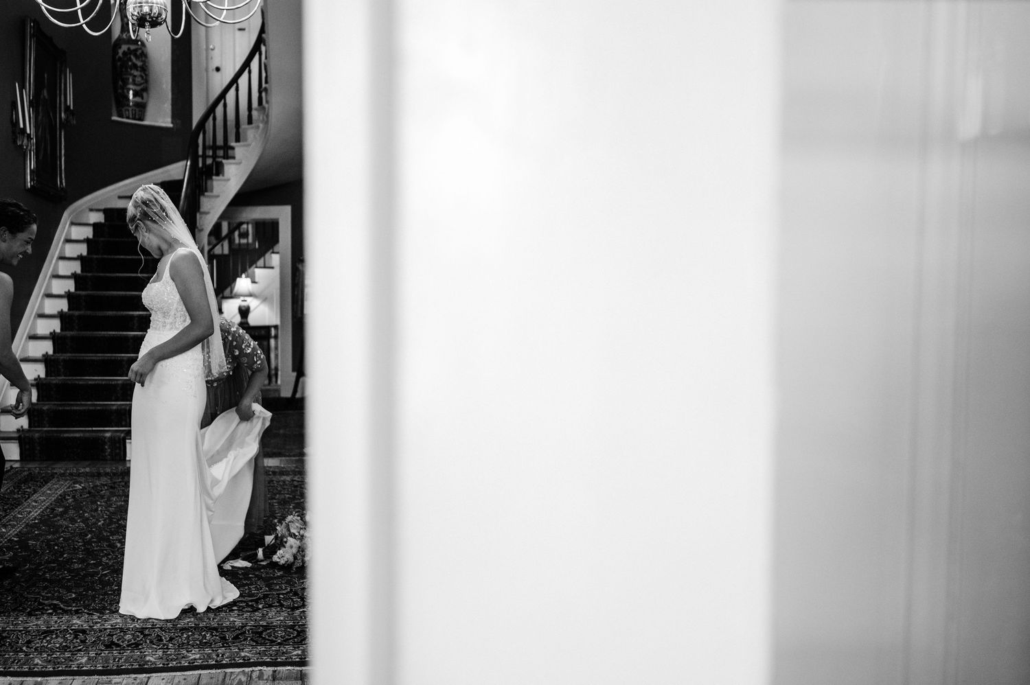 bride getting ready to walk down the aisle antrim 1844 wedding maryland intimate elopement photographer summer wedding