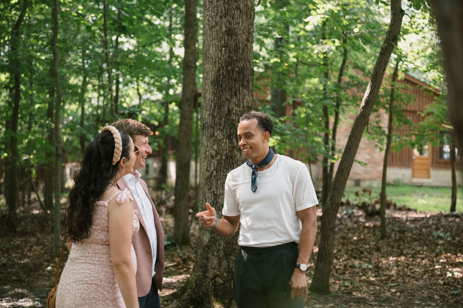 groom laughs with friends