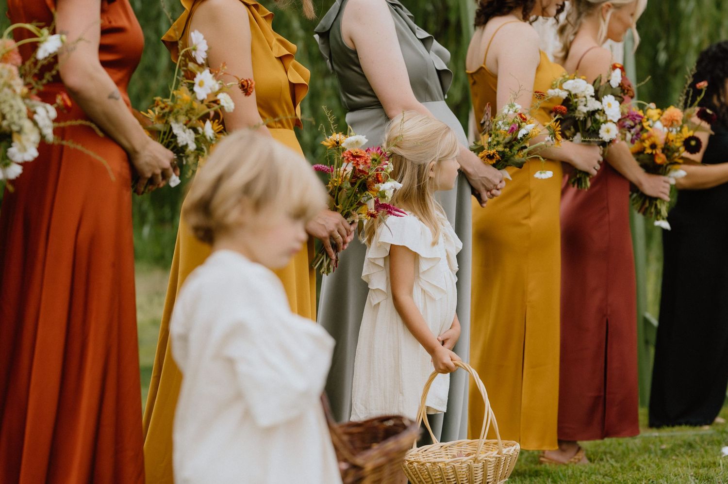 Flower girls at backyard wedding in maryland