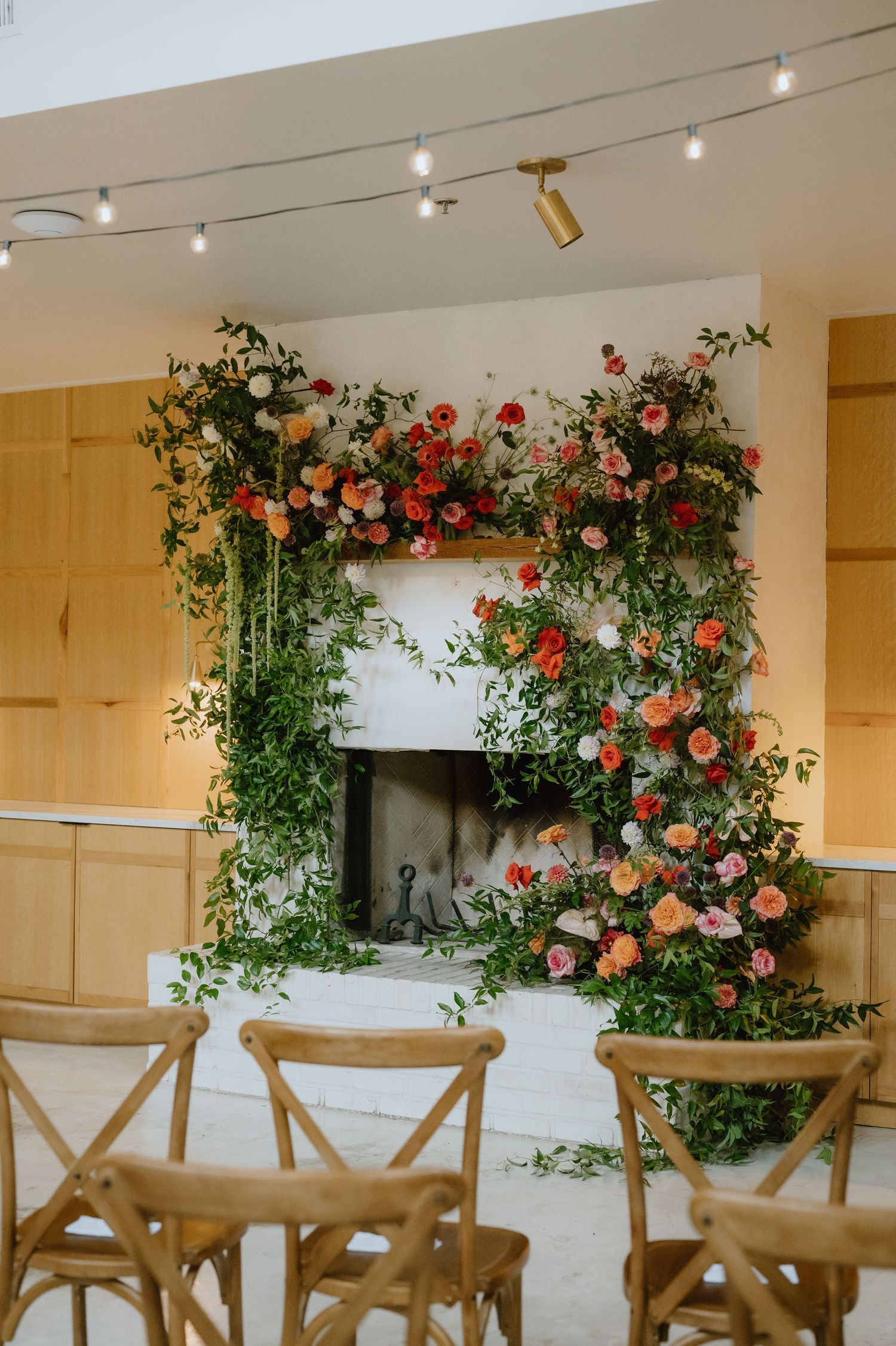 large floral altar centerpiece at woodberry kitchen