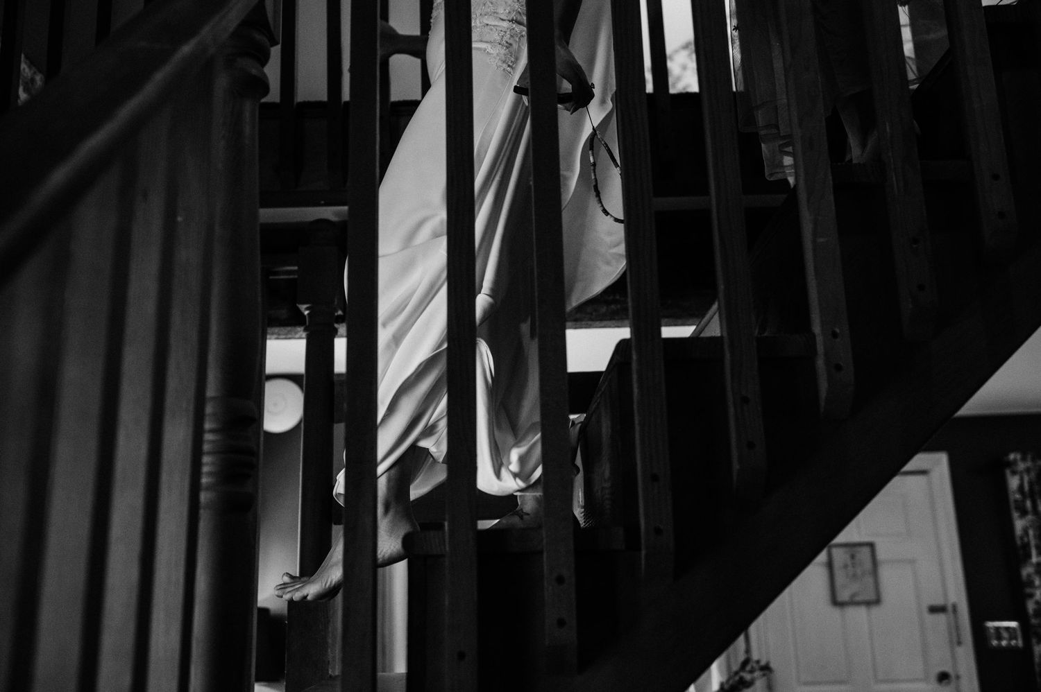 bride coming down stairs wedding shoes antrim 1844 wedding maryland intimate elopement photographer summer wedding
