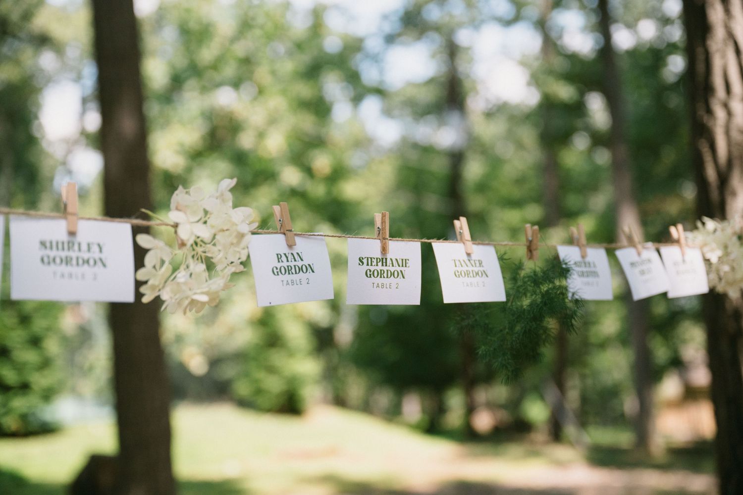 summer camp wedding place cards for reception