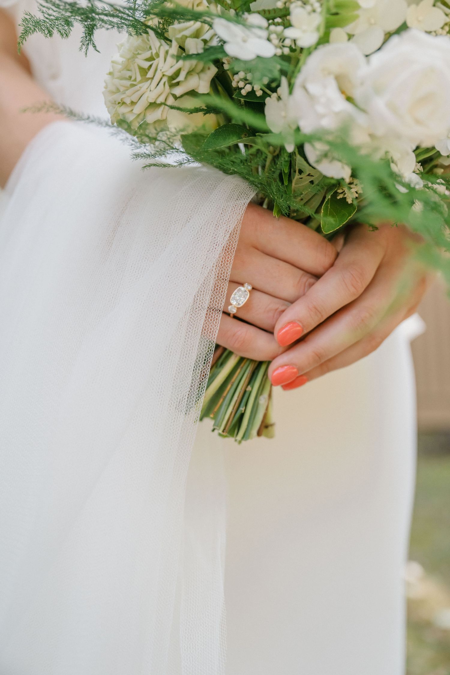 brides ring and bouquet