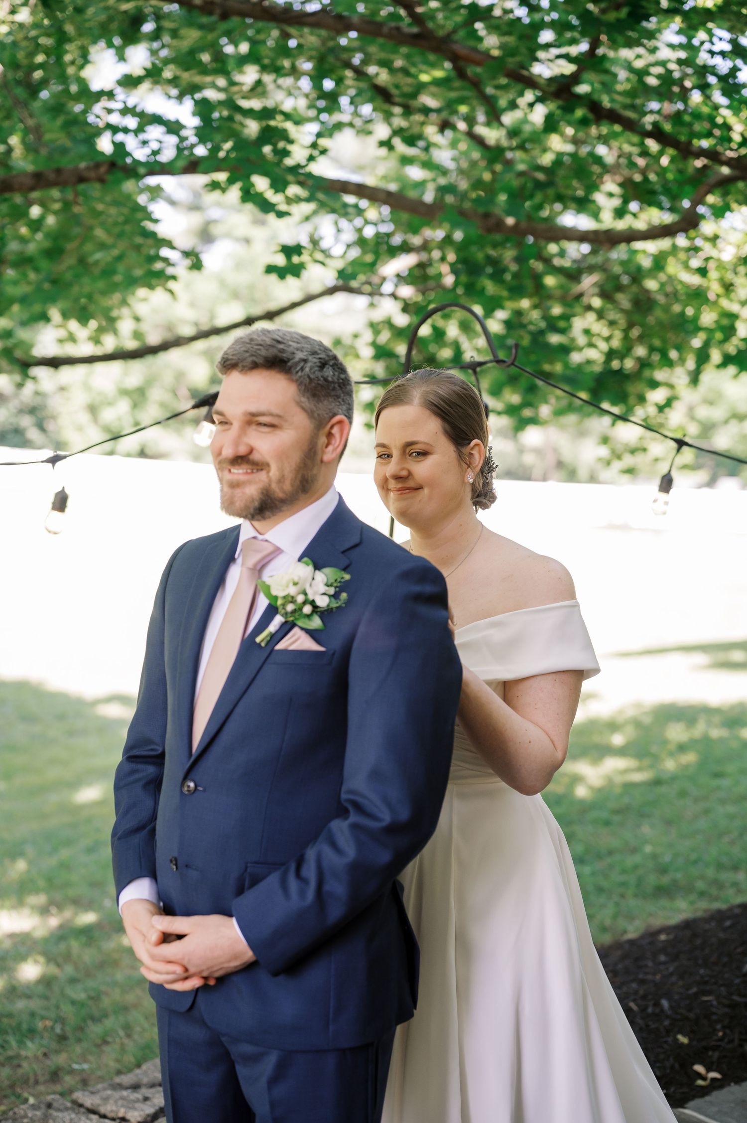 bride and groom outside wedding venue in historic ellicott city