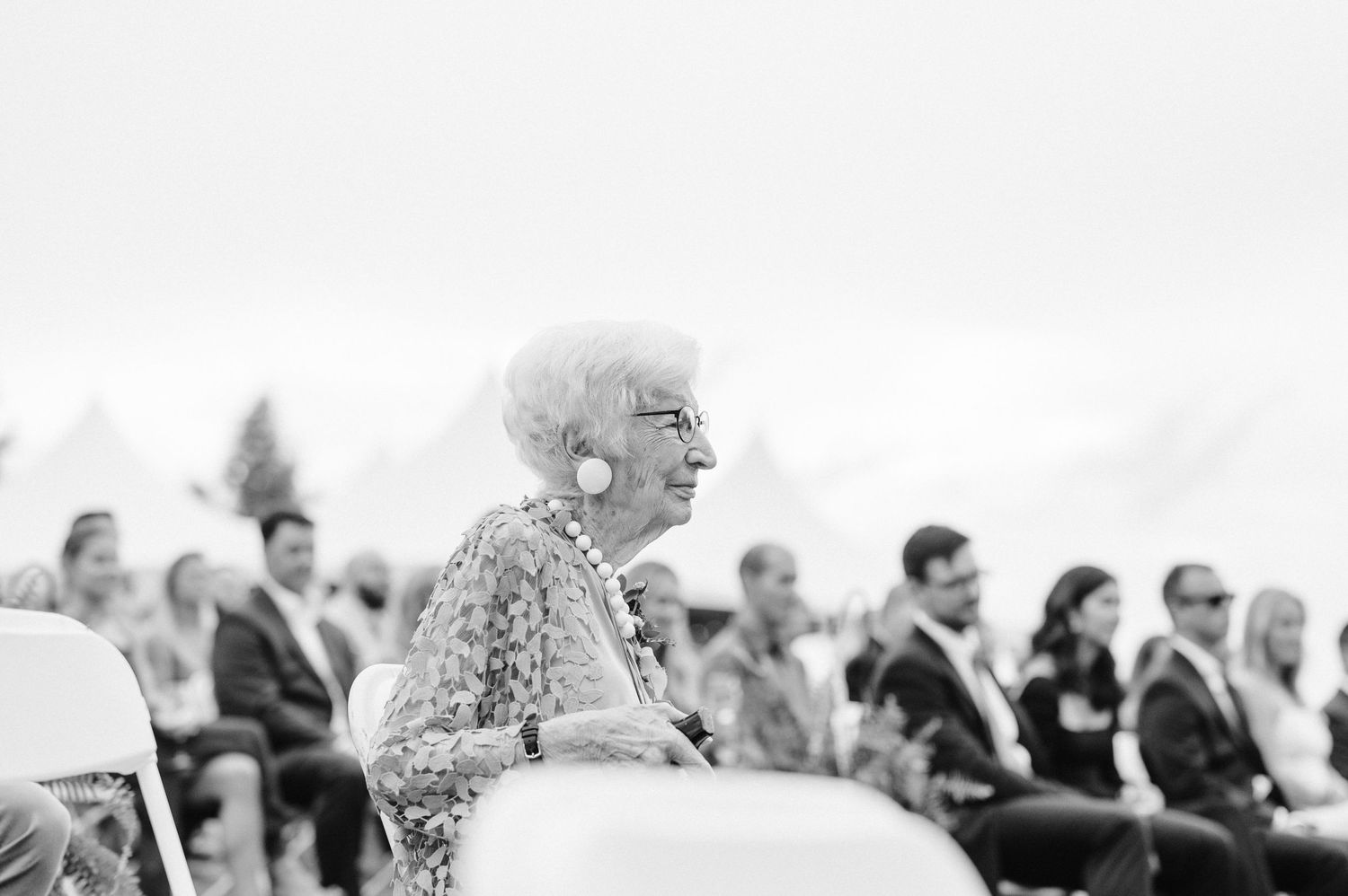 grandma at wedding ceremony backyard wedding maryland documentary wedding photographer