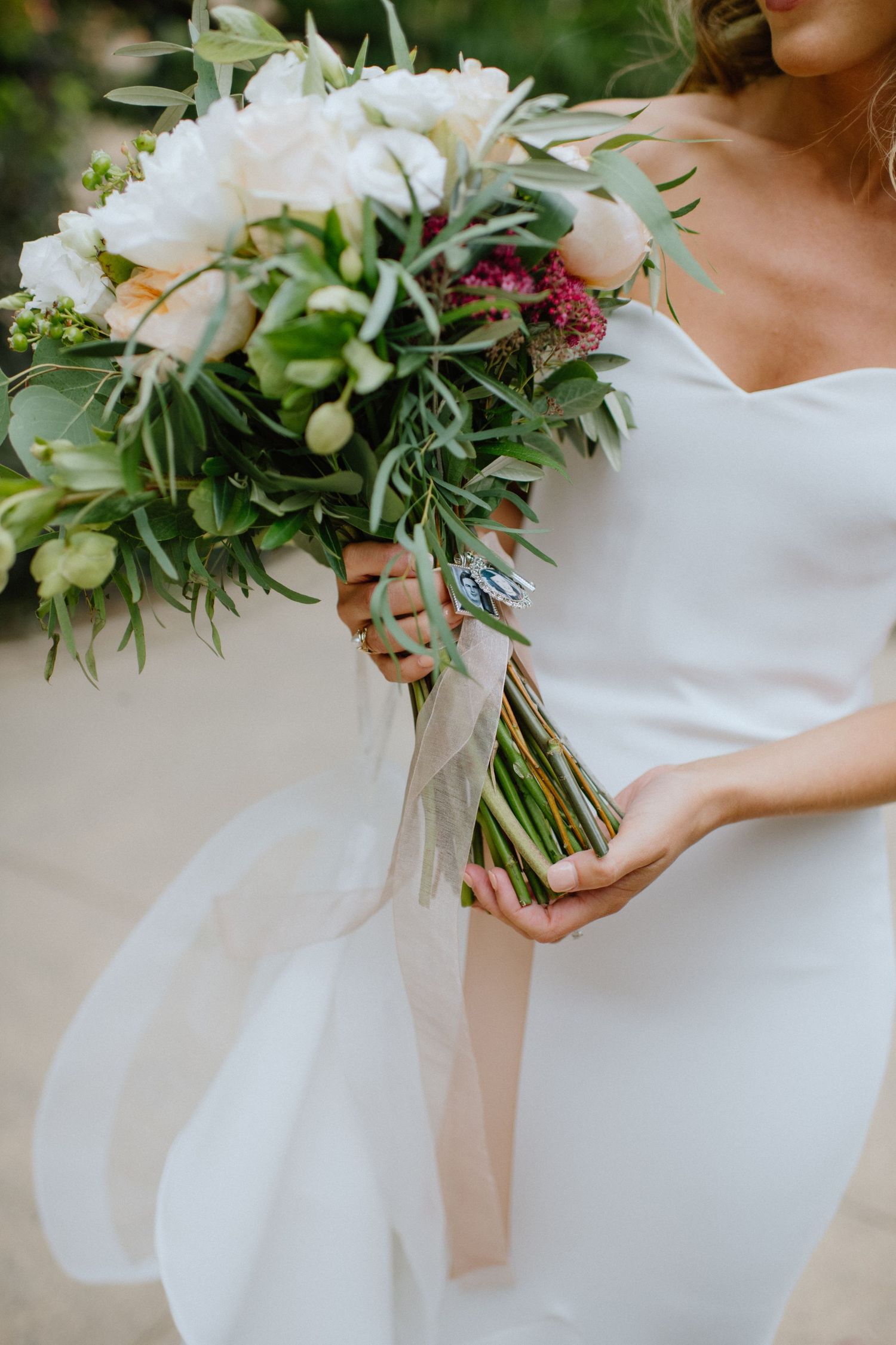 close up of bride bouquet