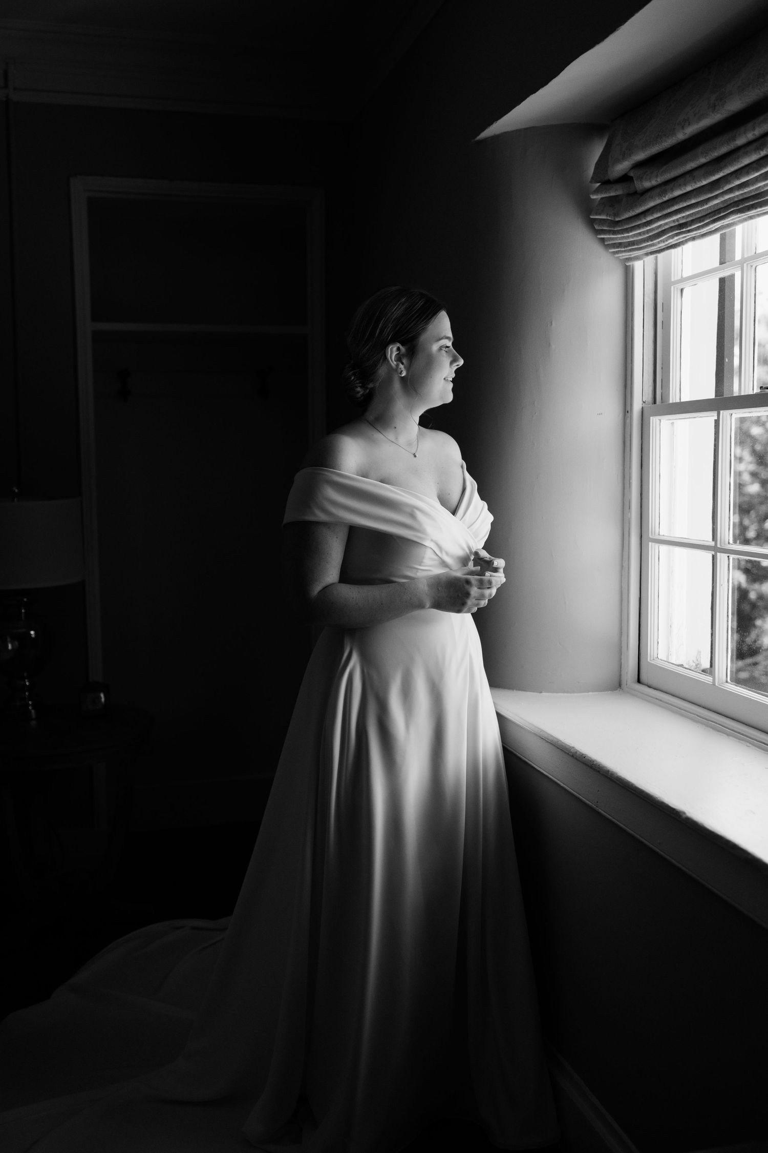 bride at window portrait