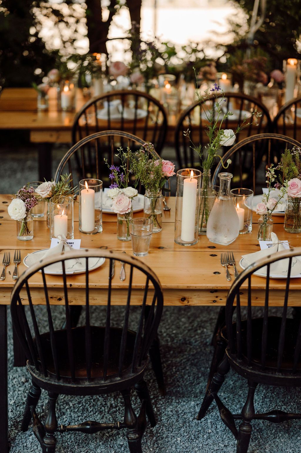 table decor at intimate wedding reception at woodberry kitchen