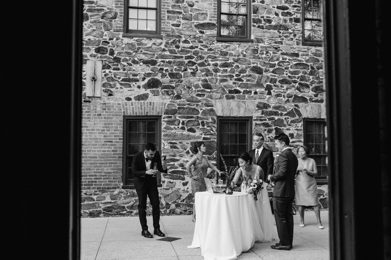 bride and groom say goodbye to their guests