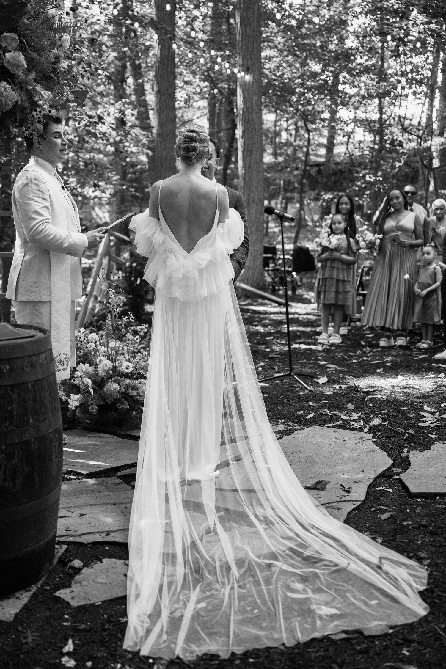 back of brides bridal cape
