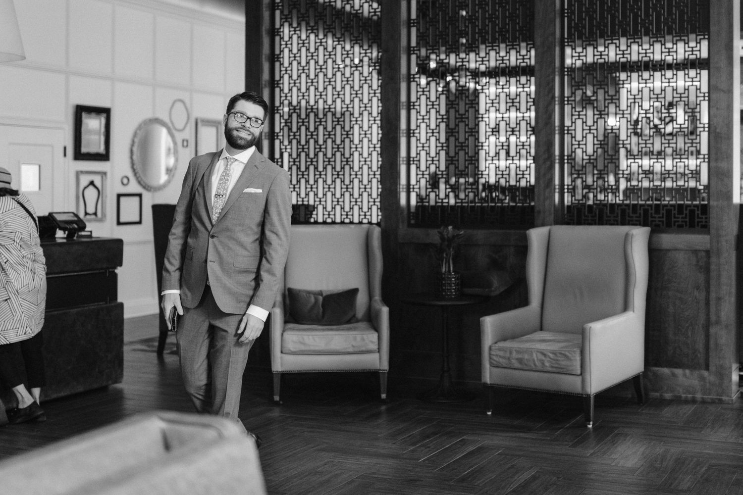 groom sees bride in the indigo hotel in baltimore