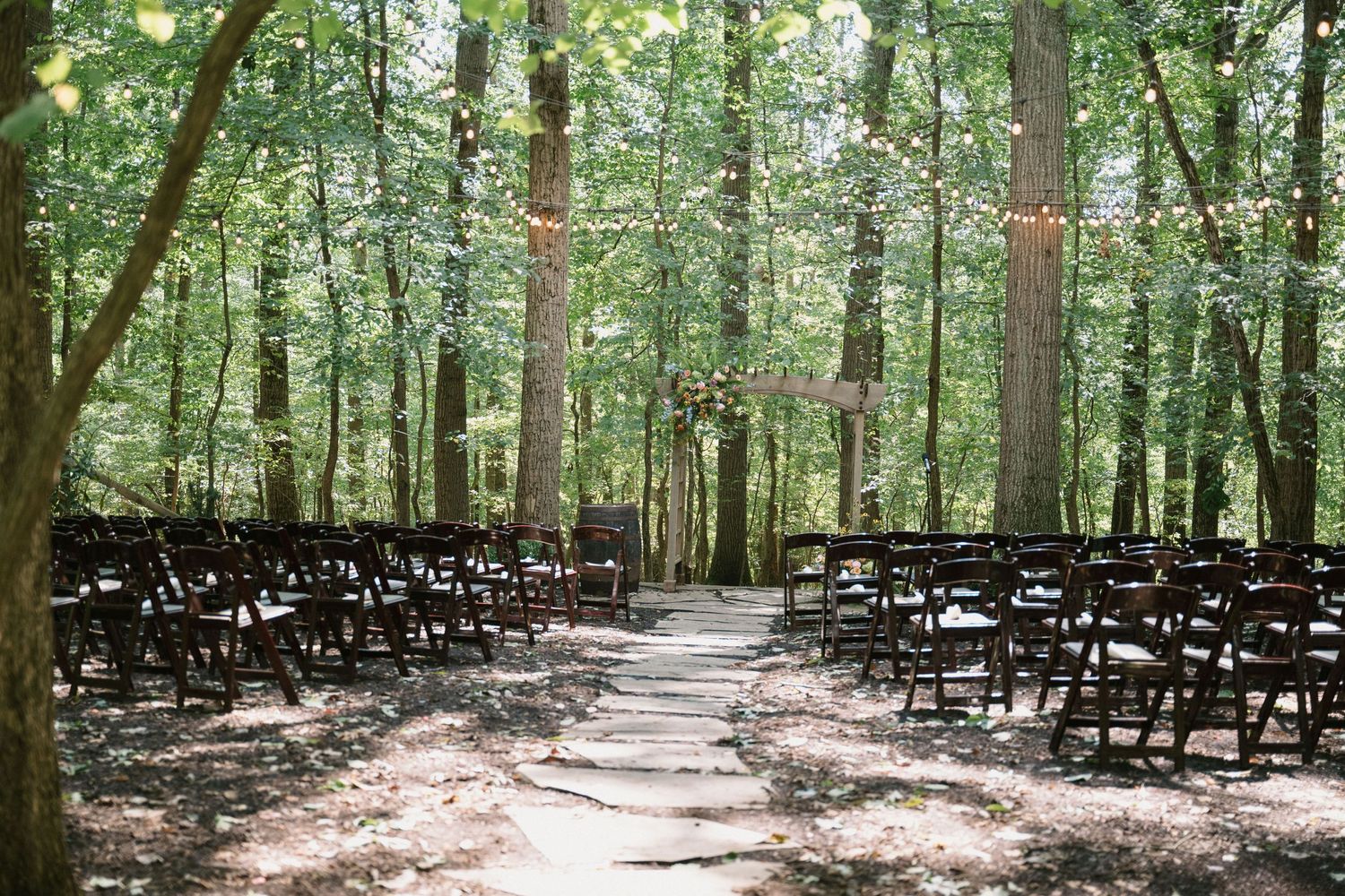 ceremony set up at summer camp wedding at camp hidden valley