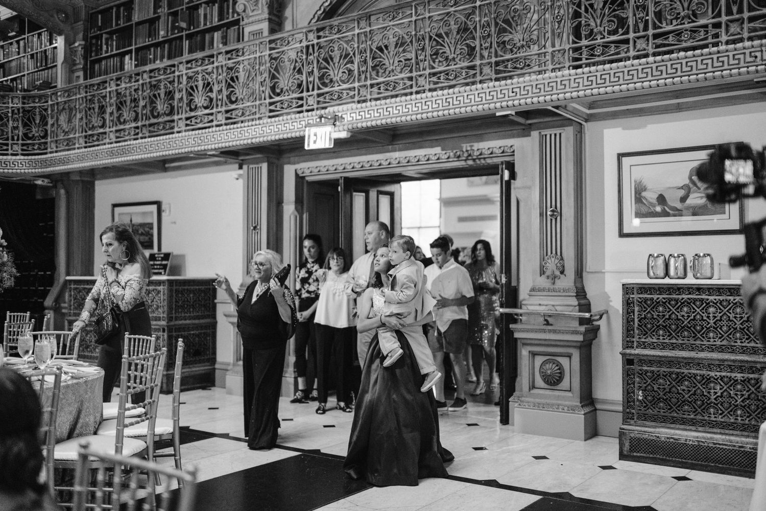 guests enter reception with surprised faces