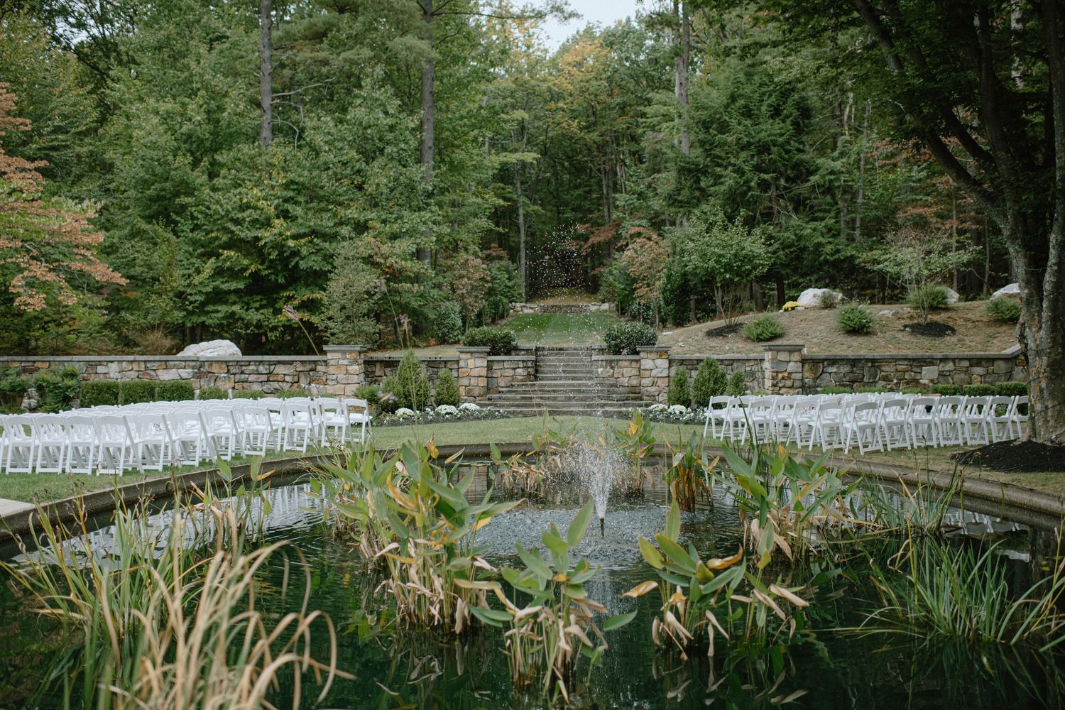 ceremony space outside in fall at strong mansion in frederick maryland