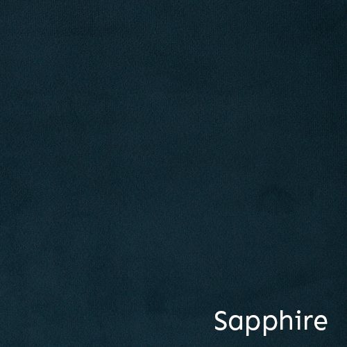 A solid sapphire blue textile background with text label showing the color name.