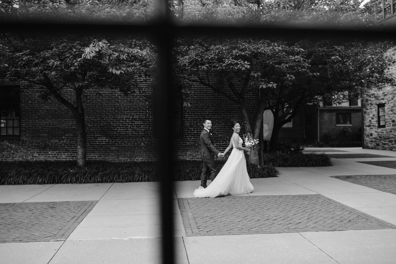 bride and groom walk together