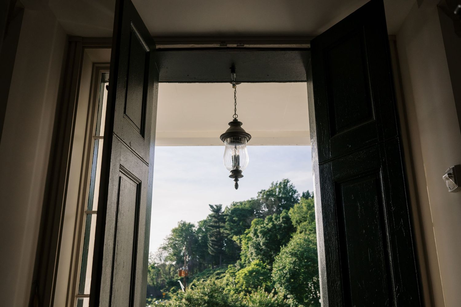 large doors open on a sunny day