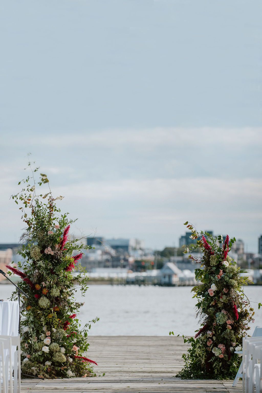 altar for wedding ceremony on the water