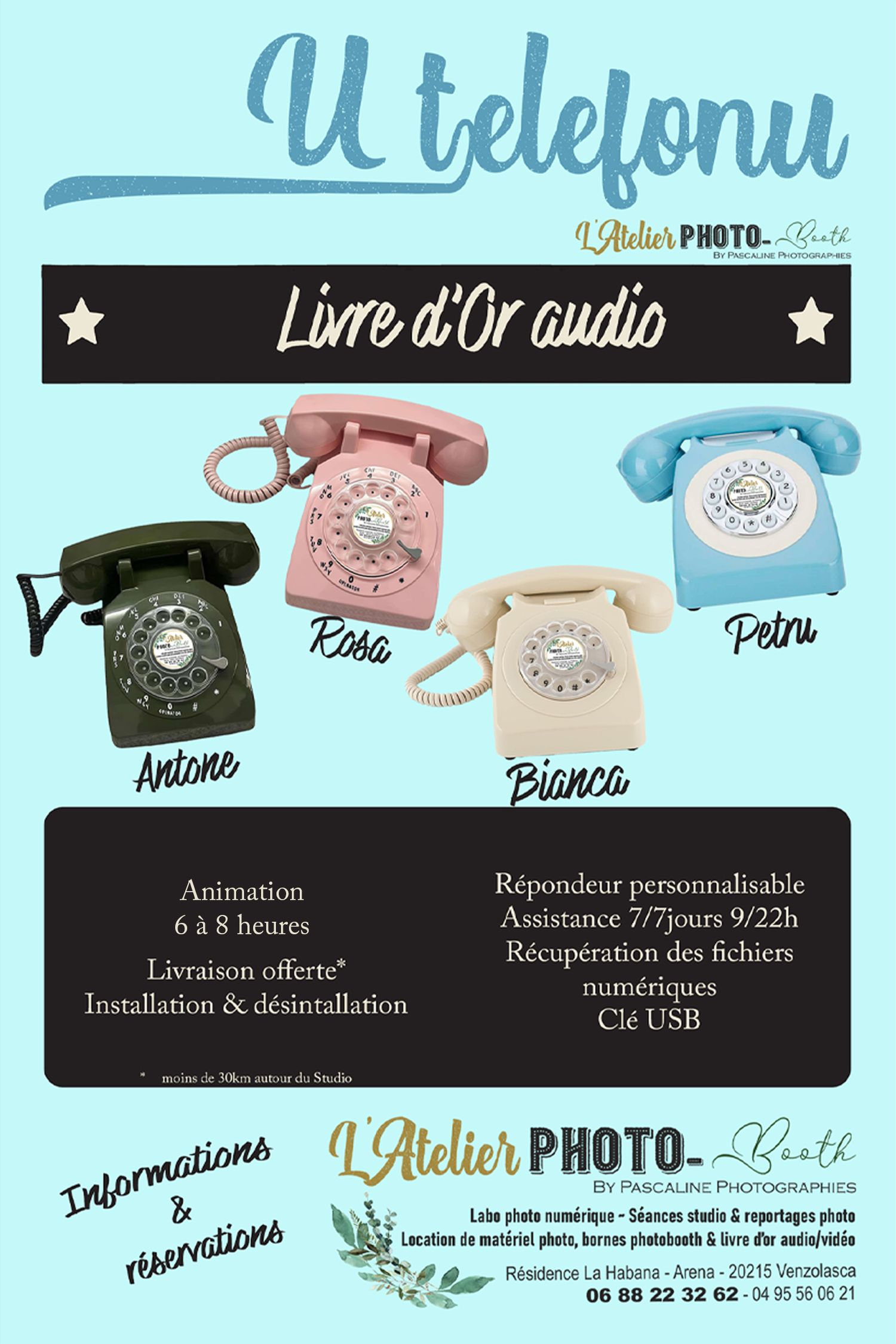 LOCATION DE BORNES PHOTOBOOTH LIVRE D’OR AUDIO ET VIDEO en CORSE L'Atelier PHOTO-Booth by Pascaline Photographies Venzolasca Haute-Corse