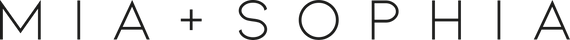 Black text logo reading 'MIA + SOPHIA' in a minimal sans-serif font style.