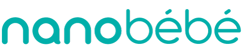 Teal colored text logo spelling out 'nanobebe' in a sleek modern font design.