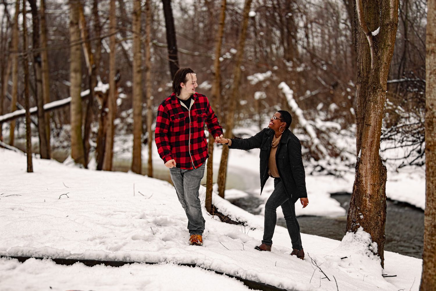 A future husband leading his future wife on an adventure