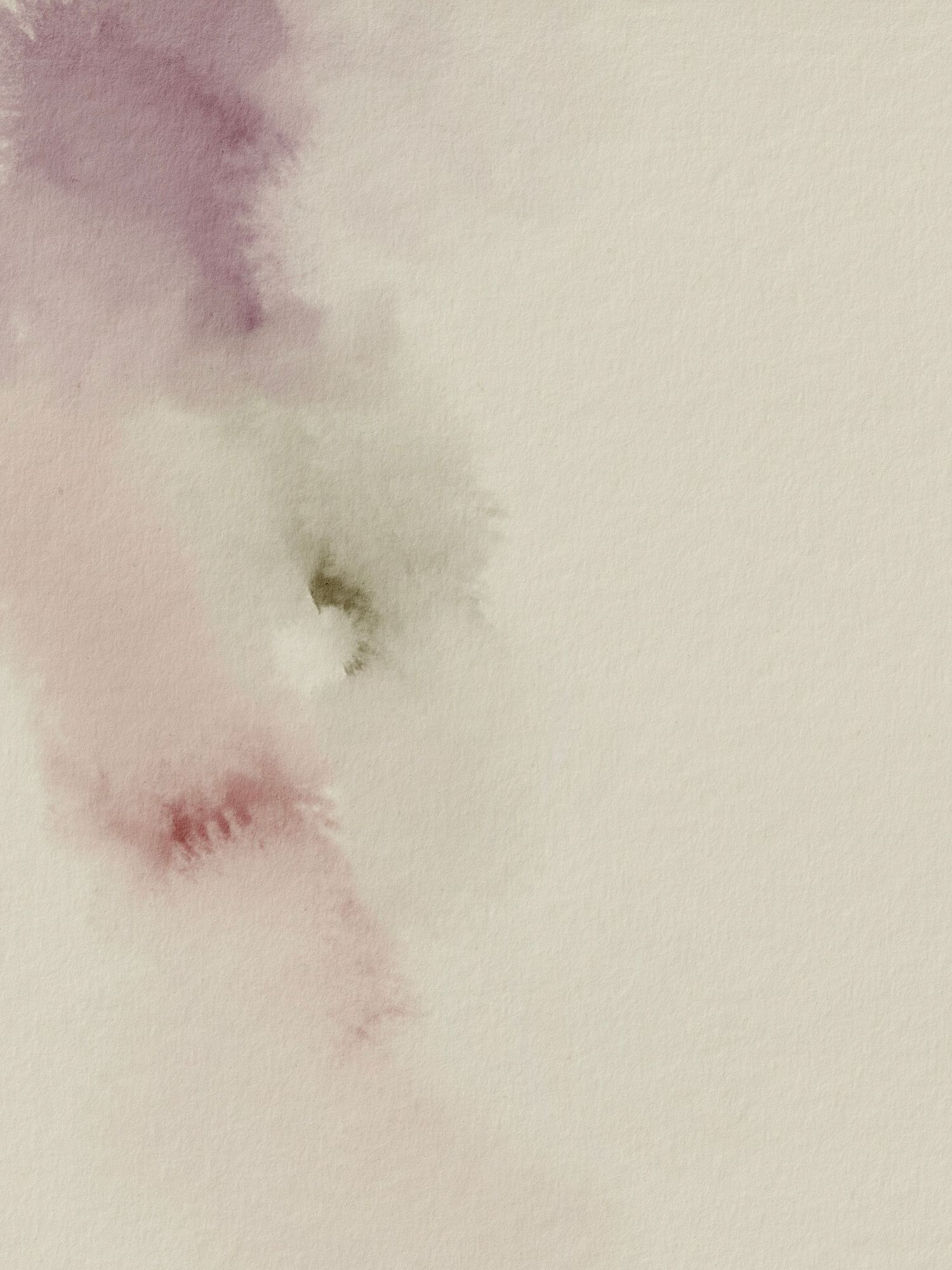 Soft watercolor painting with delicate purple and mauve washes blending into a cream background.
