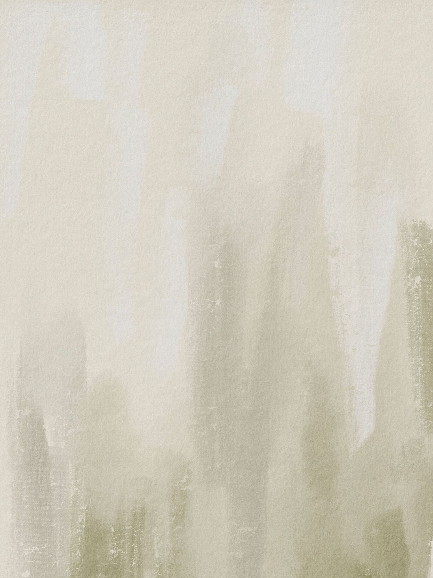 Abstract minimalist painting with soft sage green brushstrokes on a warm white canvas background.