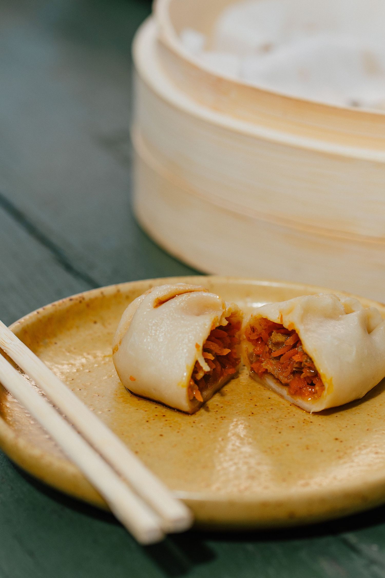 Handmade steamed bun with filling, Helsinki - food photography