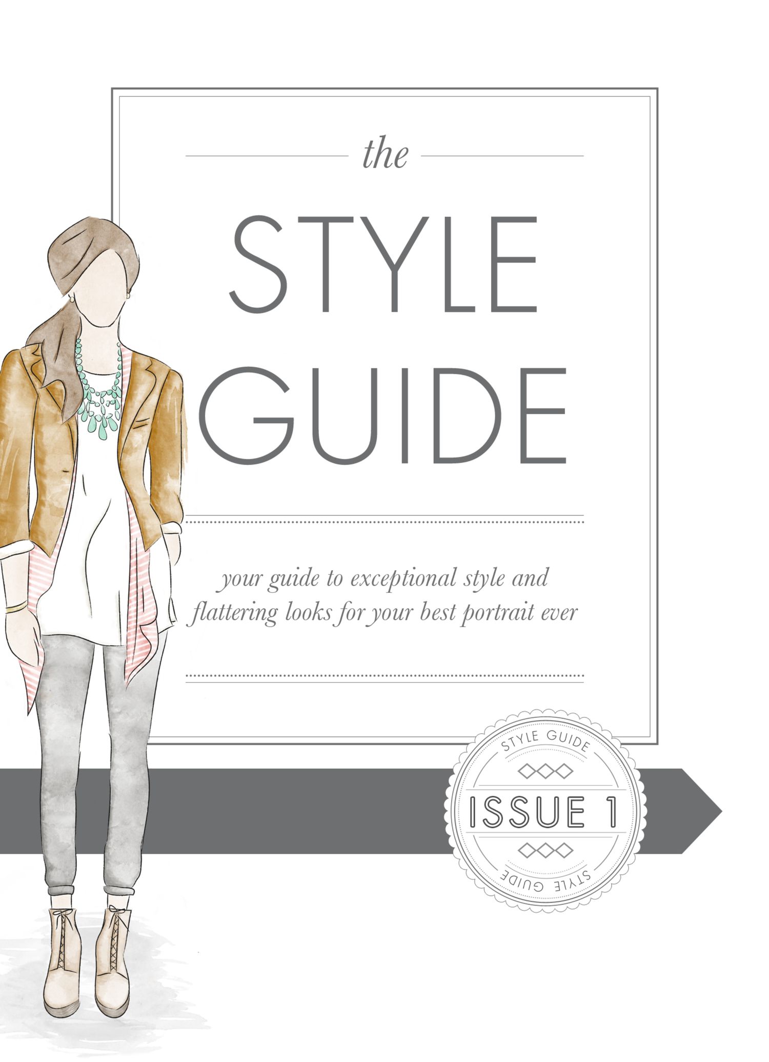 Issue 1 of The Style Guide magazine cover featuring a fashion illustration of a woman in a leather jacket and boots.