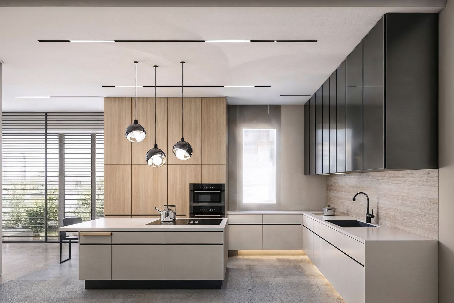 Étude pour cuisine. Montage 3D dans Sketchup. Rendu 3D avec D5 Render. Post-production avec Lightroom et IA