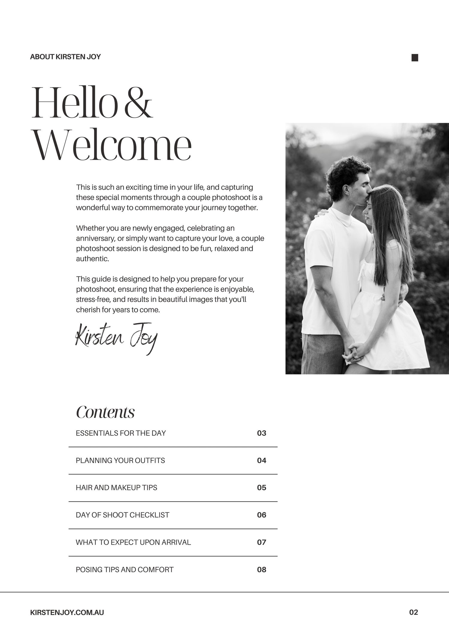 Welcome page to the booklet on tips for your photo session and how to prepare.