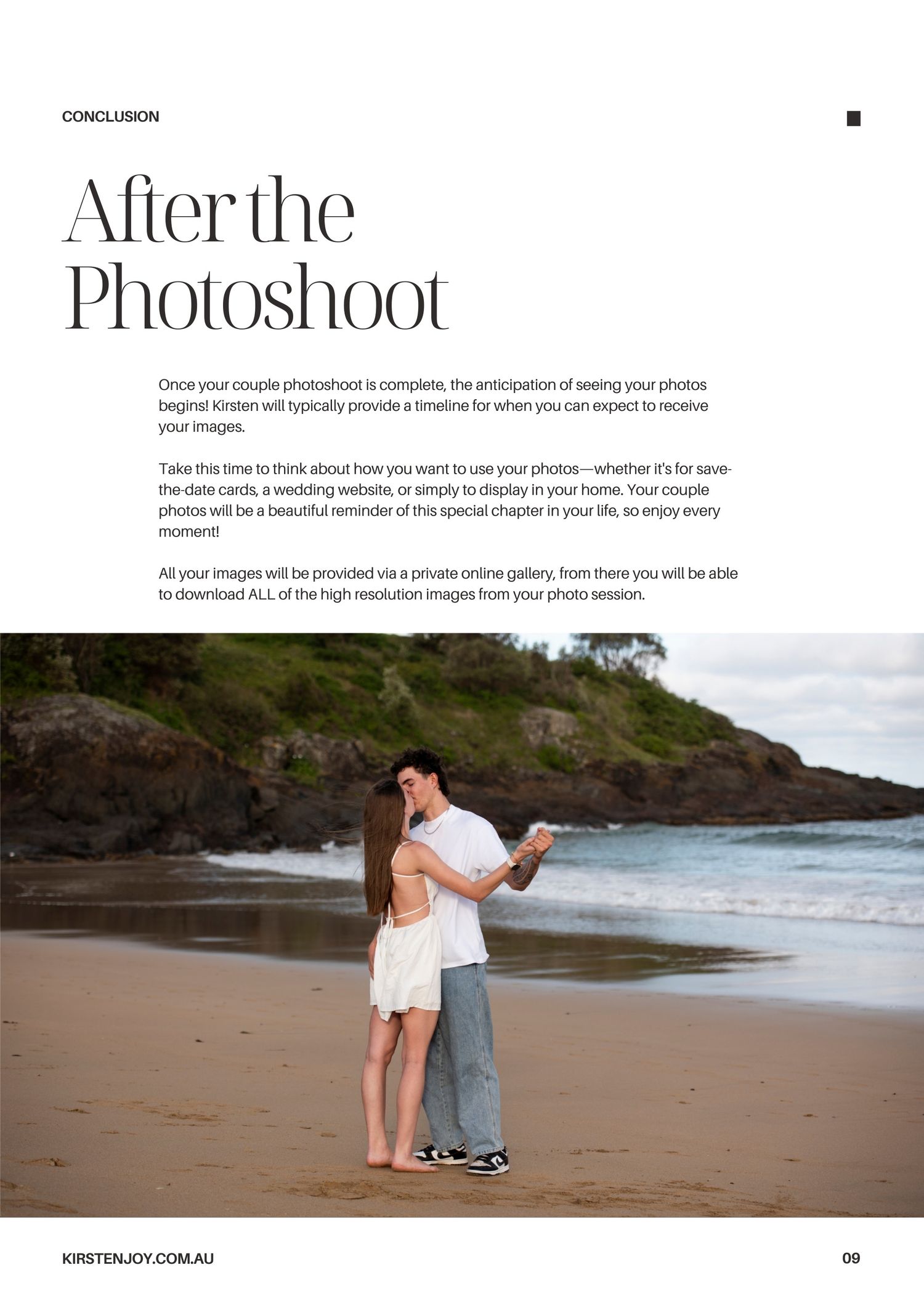 Details on what to expect after the photo session with Kirsten.