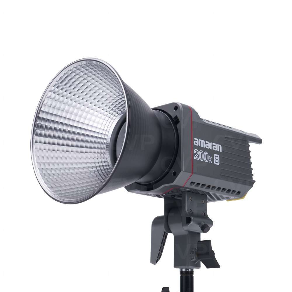 Professional studio strobe light with reflector shown from multiple angles against white background.