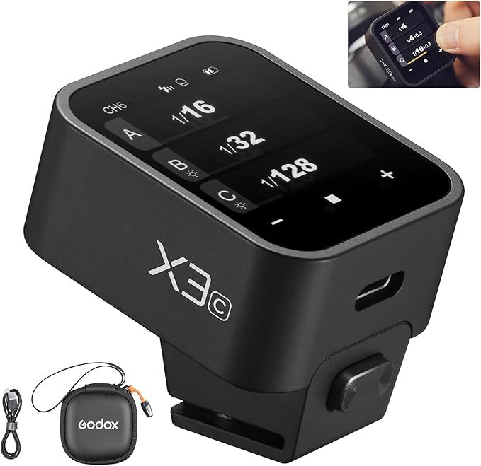 Black electronic device with digital display showing numbers and settings in multiple angles and views.