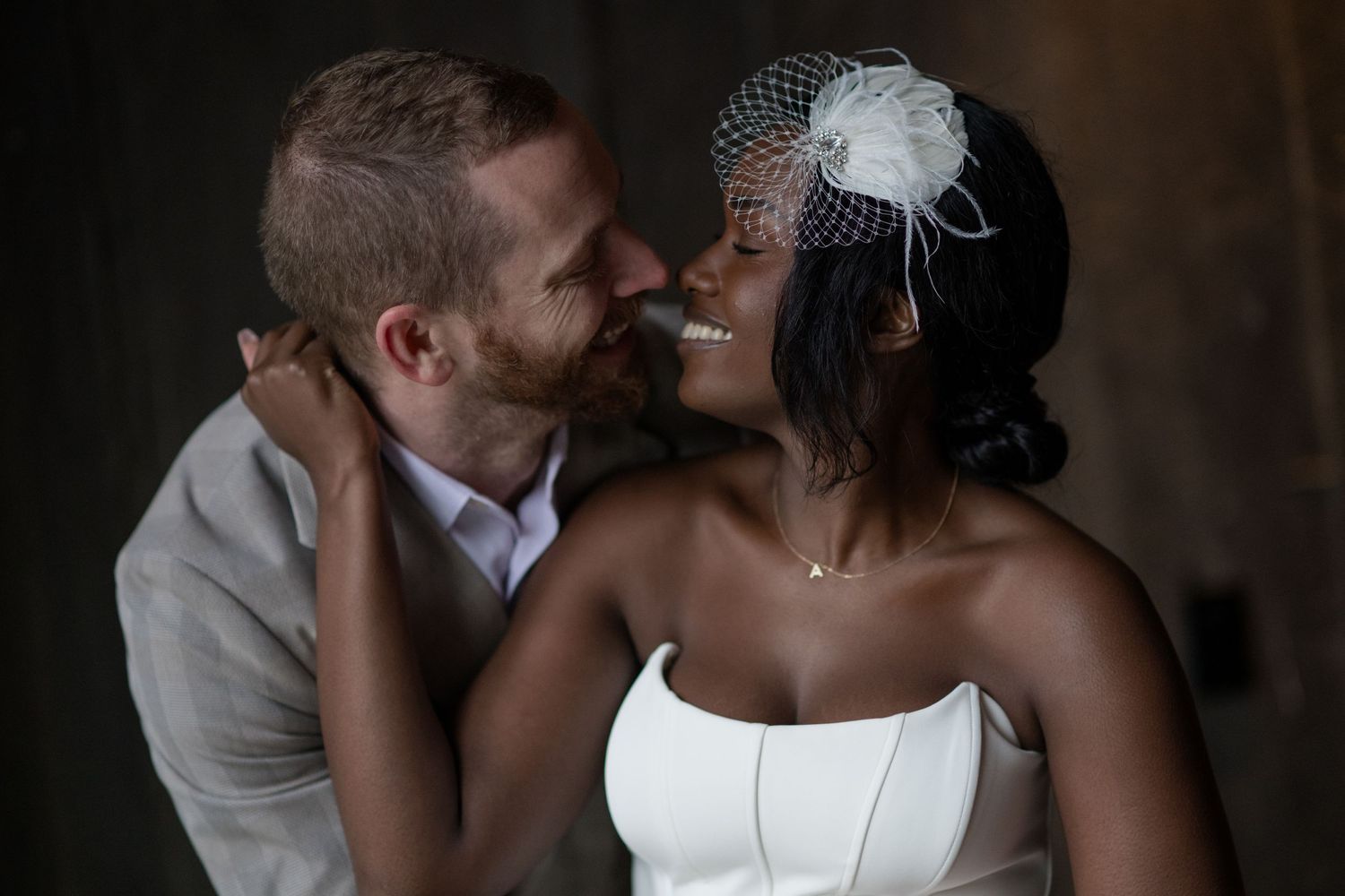 A romantic wedding couple shares an intimate moment at Black Rock Oceanfront Resort in Ucuelet.