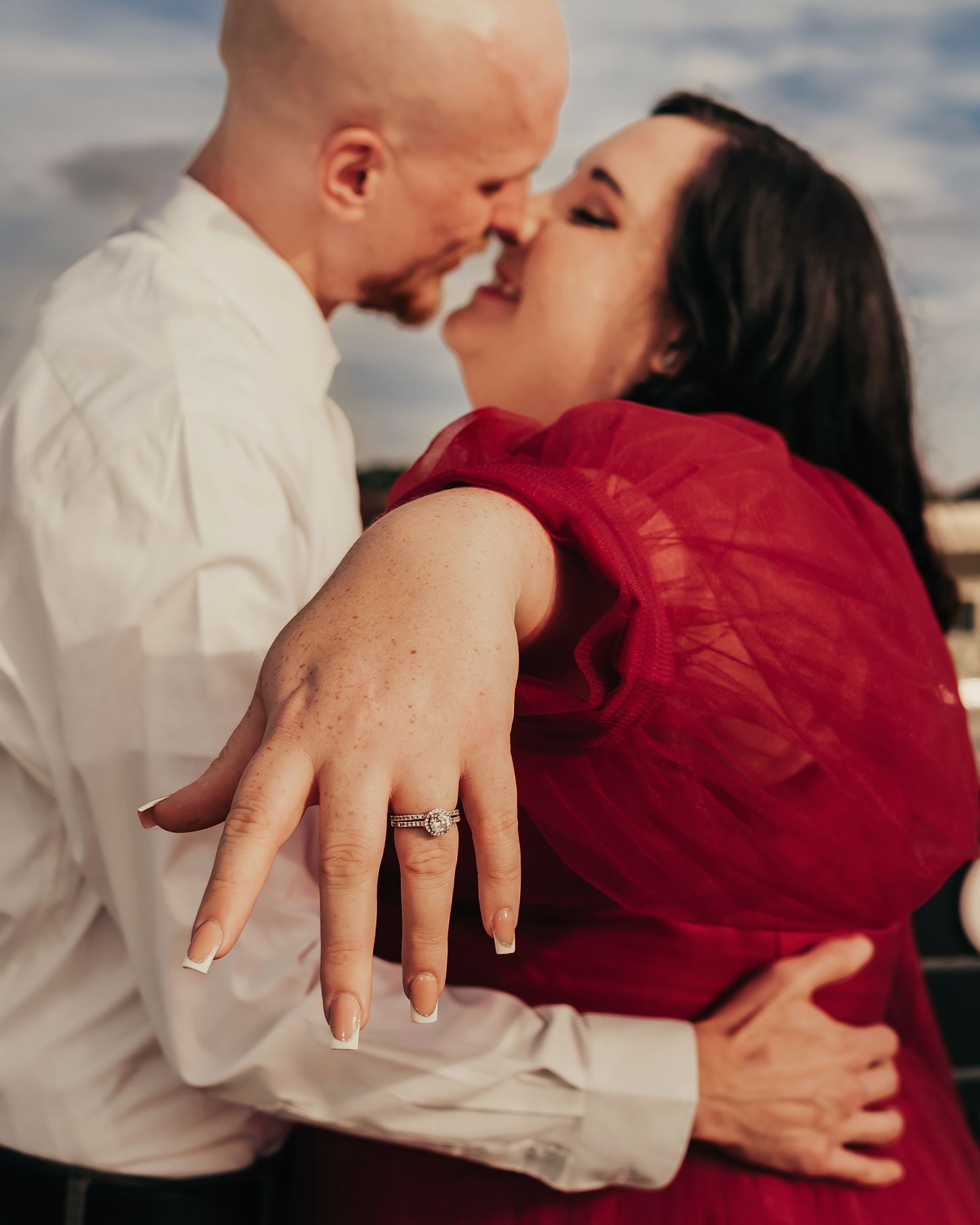 Engagement ring detail shot in Bridge Street Huntsville, captured by Catch Your Fire Photography