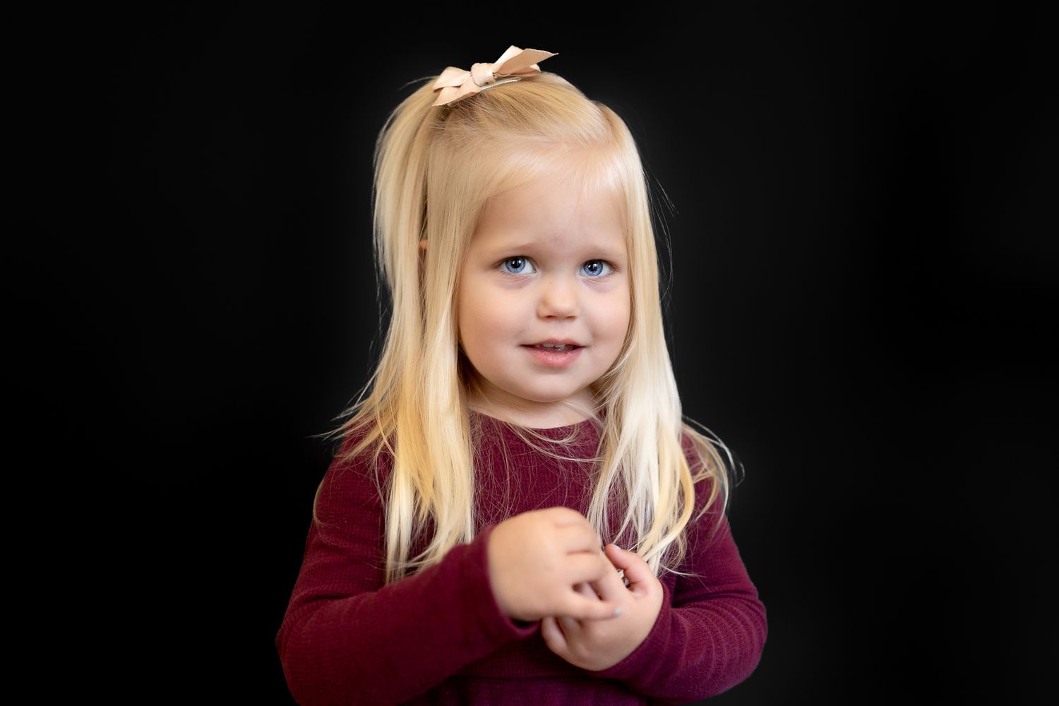Preschool portraits on black backdrop in Moore County, NC